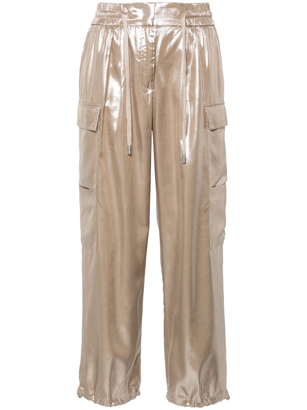 Metallic straight-leg cargo pants - Neutrals