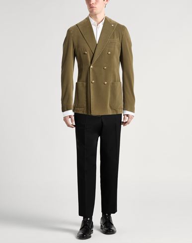 L. b.m. 1911 Man Blazer Military green Size 36 Cotton, Elastane