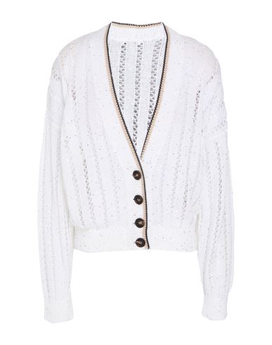 Woman Cardigan White Size M Linen, Nylon, Cotton, Polyester