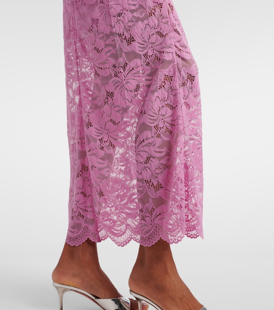 Off-shoulder lace midi dress