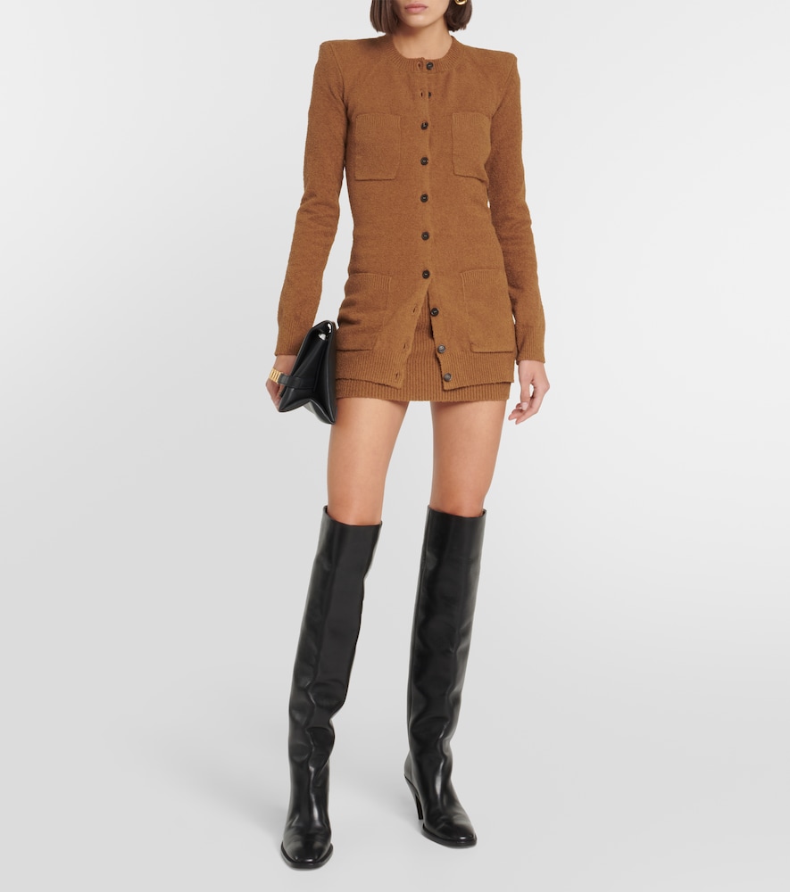 Ribbed-knit cotton-blend miniskirt