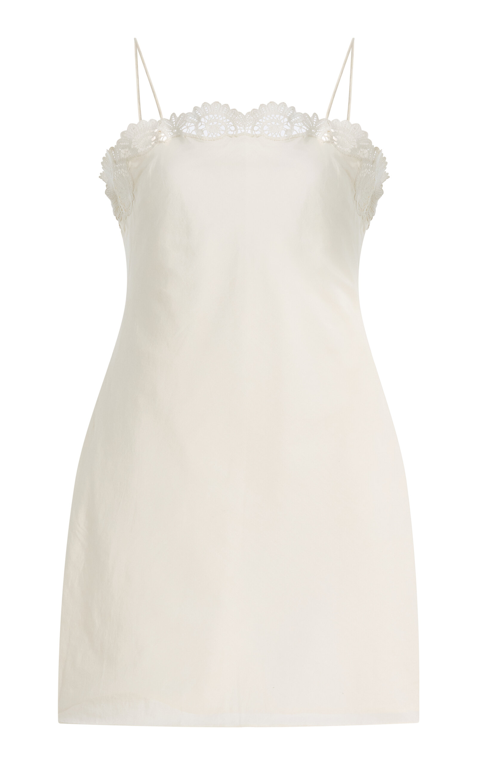 Darya Lace-Trimmed Linen-Cotton Mini Dress - Moda Operandi