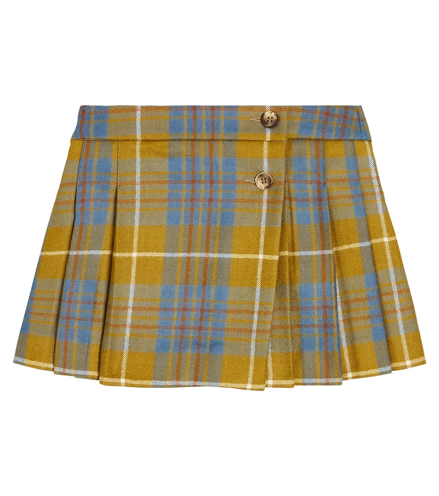 Bonpoint Talissa checked pleated wool skirt