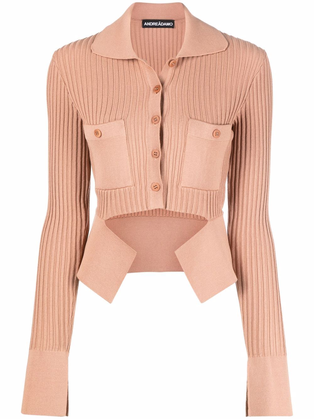 Ribbed buttoned-up knitted top - Neutrals