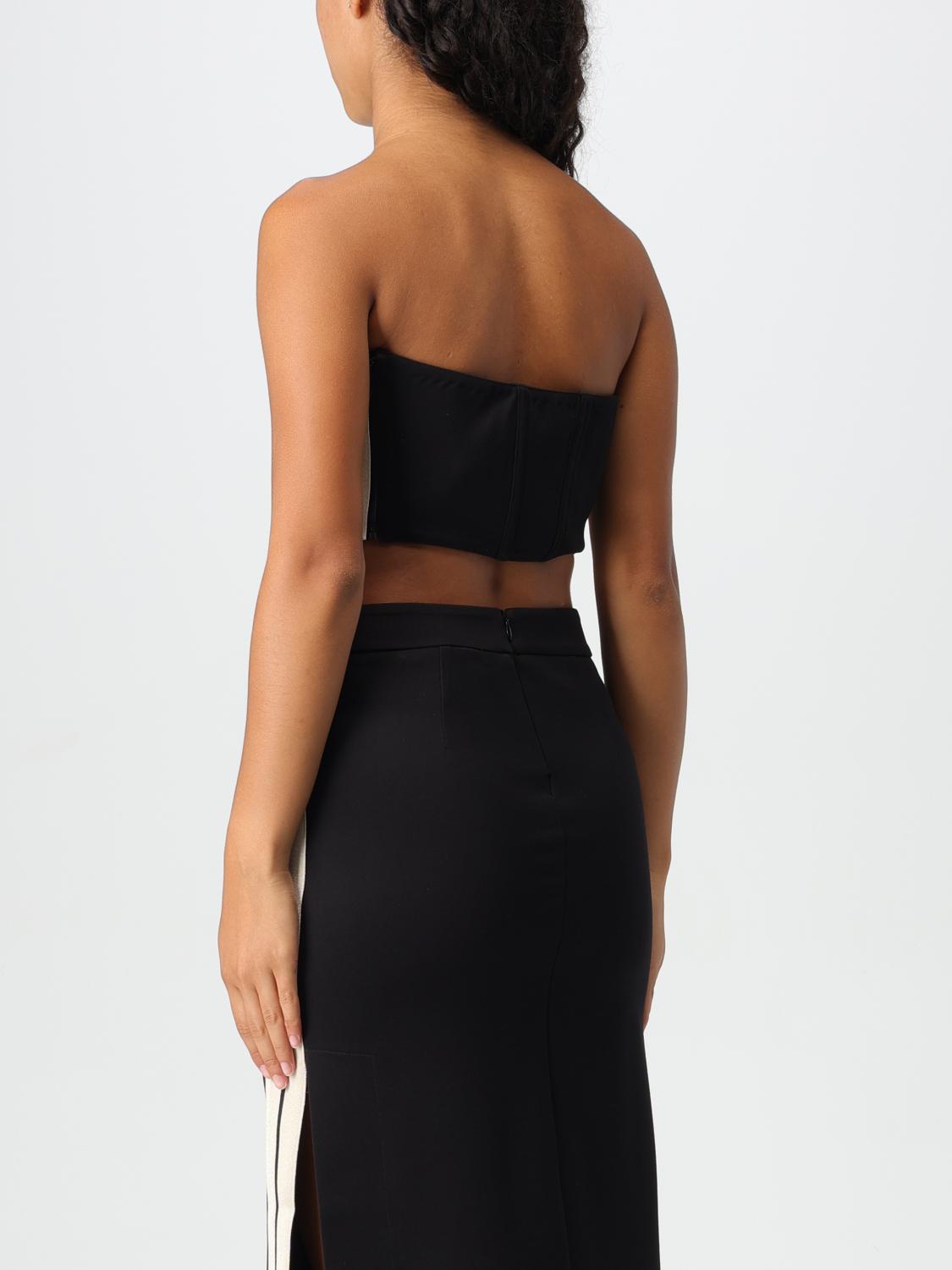 Monogram-print corset top - Black