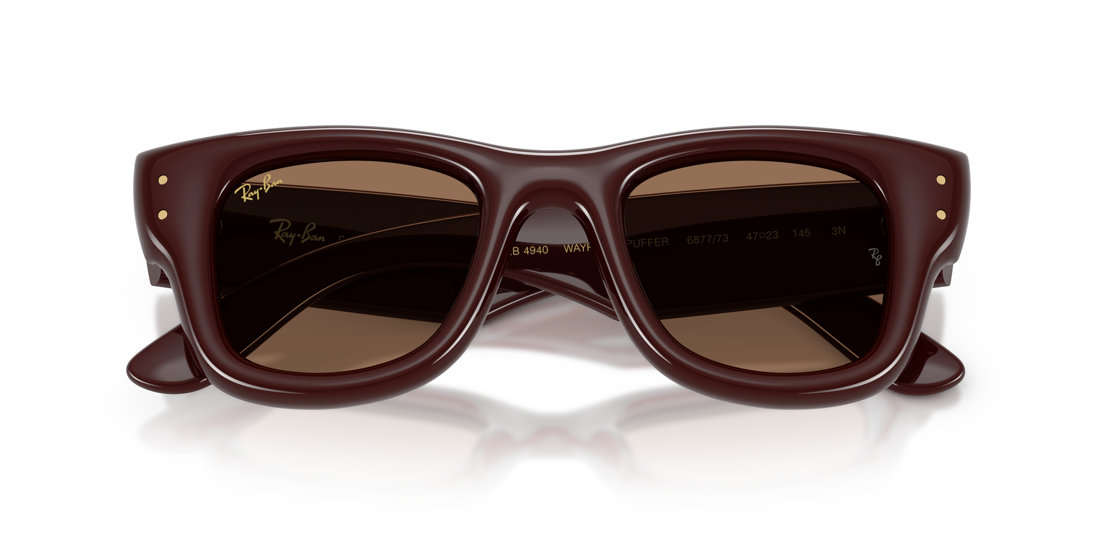 Ray - Ban Unisex Ray - Ban A$AP Rocky RB4940 WAYFARER PUFFER 687773 Gafas de sol Nylon Marrón Marrón Cuadrada Norma