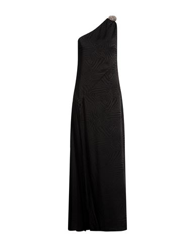 Woman Maxi dress Black Size 10 Acetate, Silk