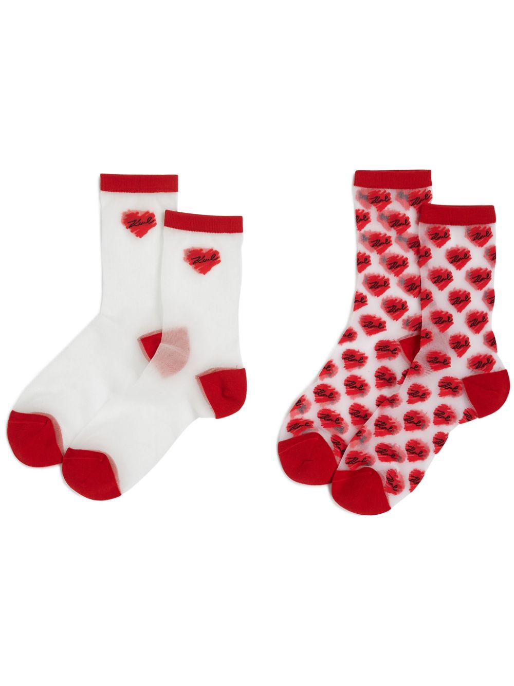 K/heart mesh socks (pack of two) - Red