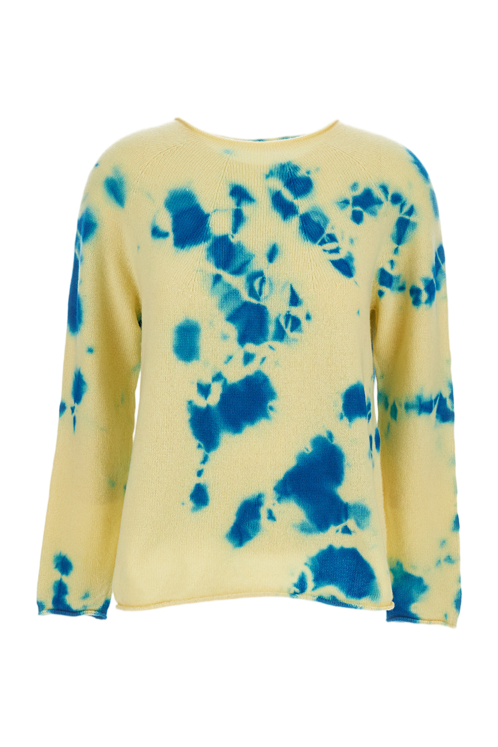 Seamless Cashmere Pullover with Artistic Shibori Color Treatment