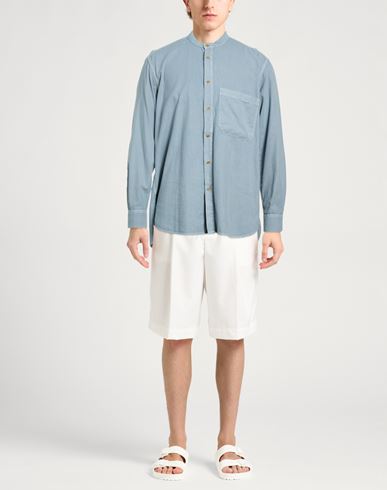 Man Shirt Slate blue Size 36 Cotton