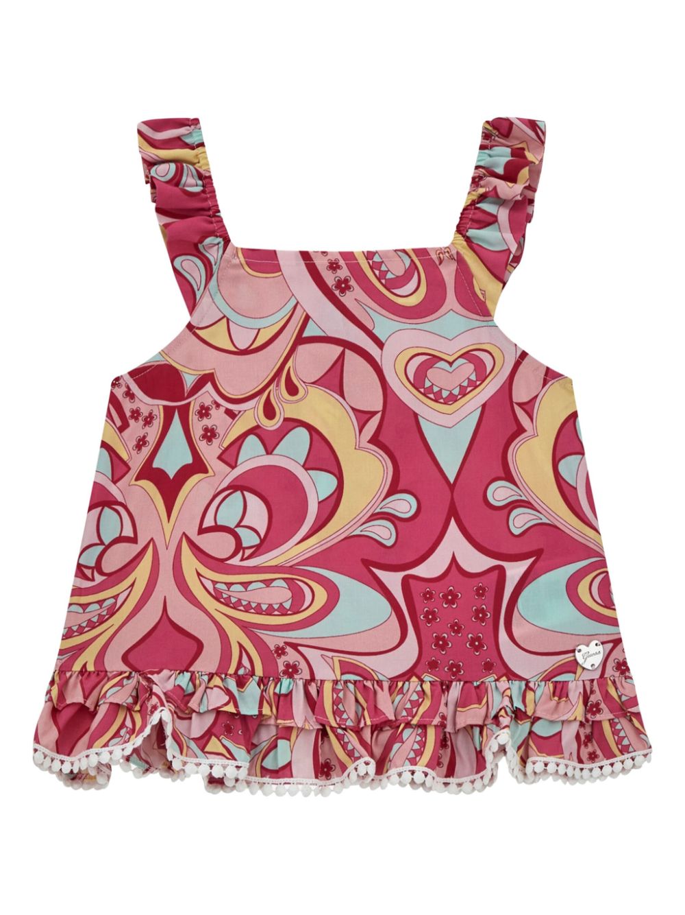 Abstract-print ruffled top - Pink