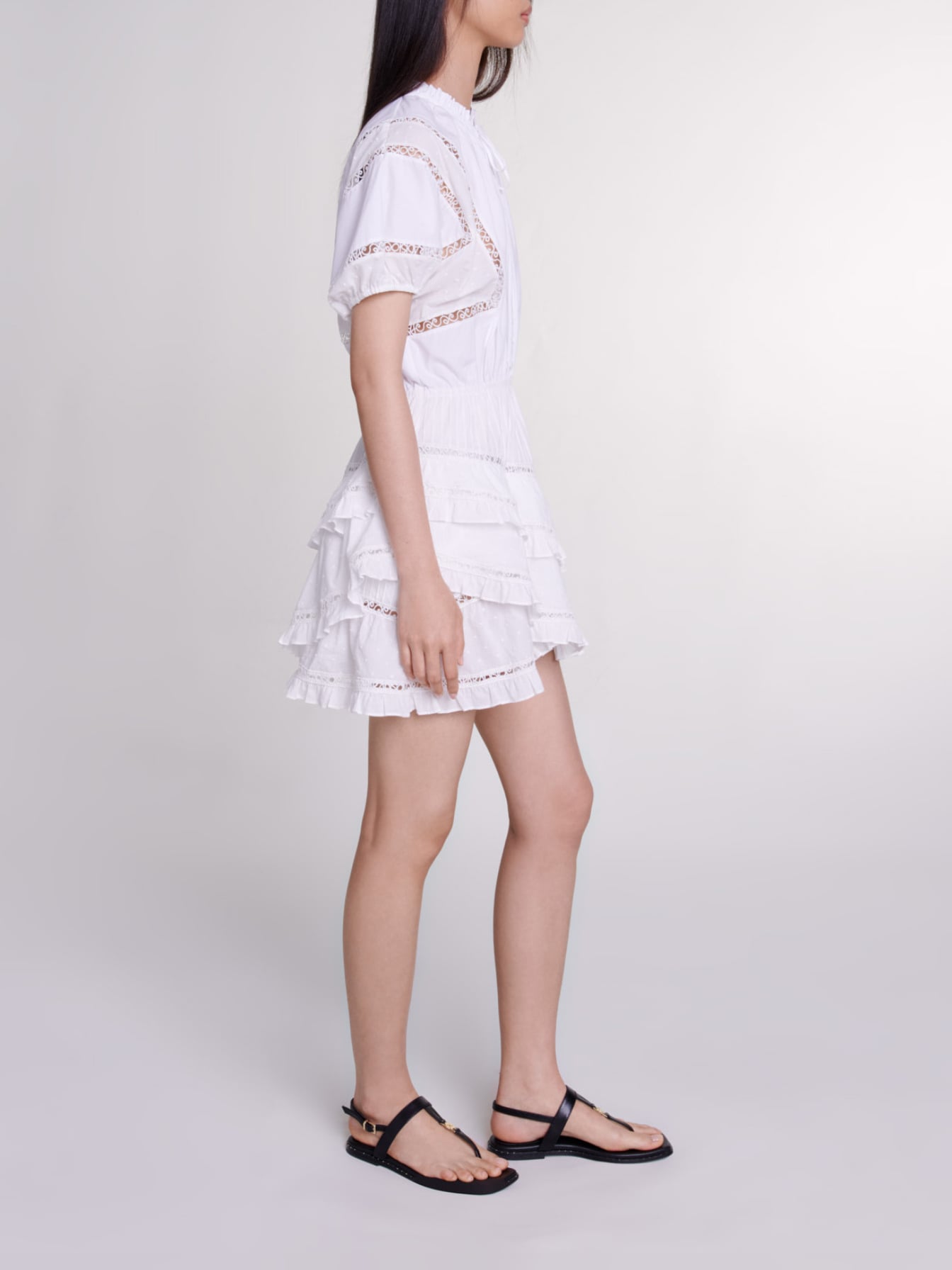 Broderie-anglaise cotton minidress - White
