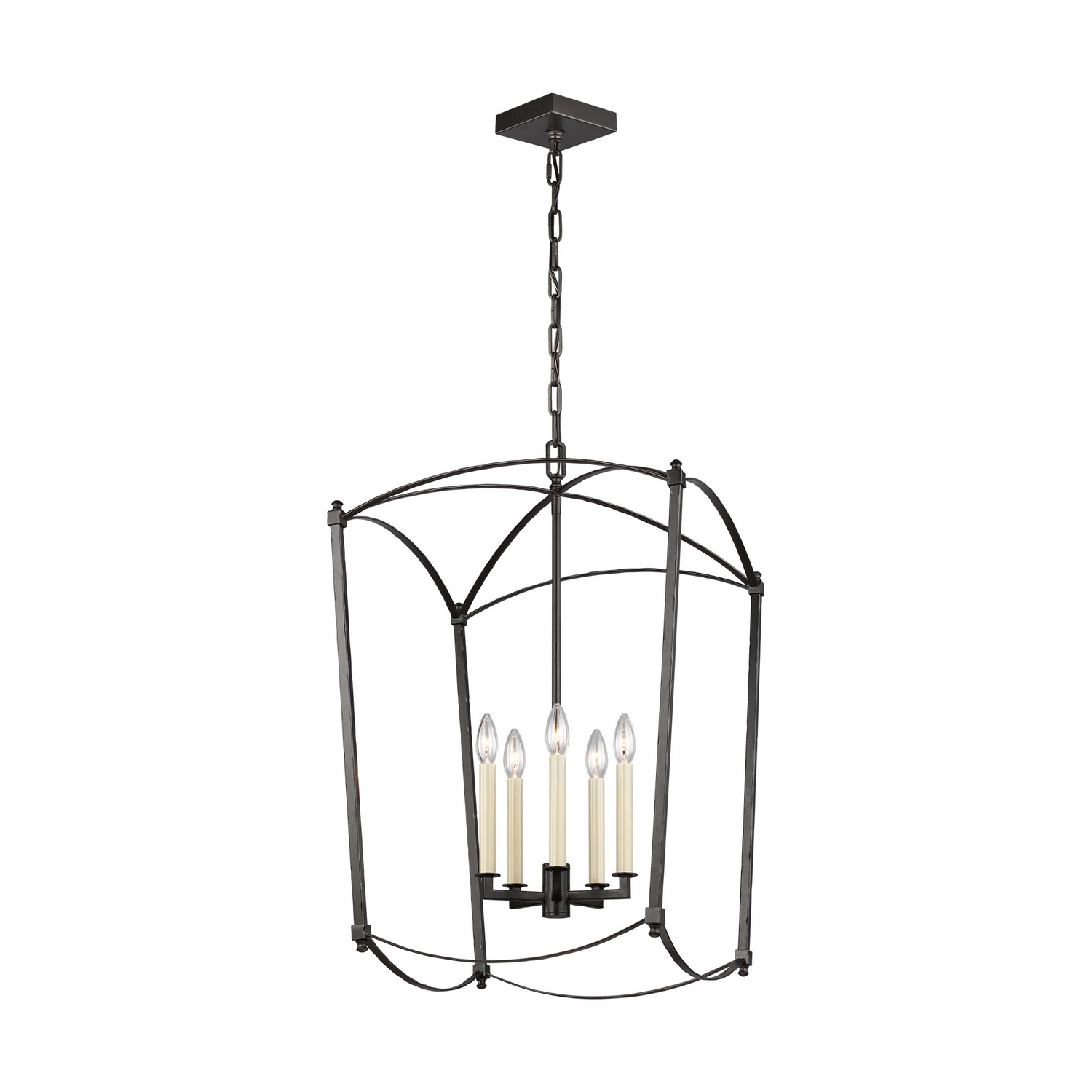 Visual Comfort Studio Thayer 5-Light Foyer Light in Smith Steel by Sean Lavin