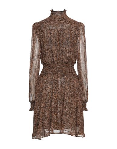 Woman Mini dress Camel Size 2 Viscose, Metallic fiber