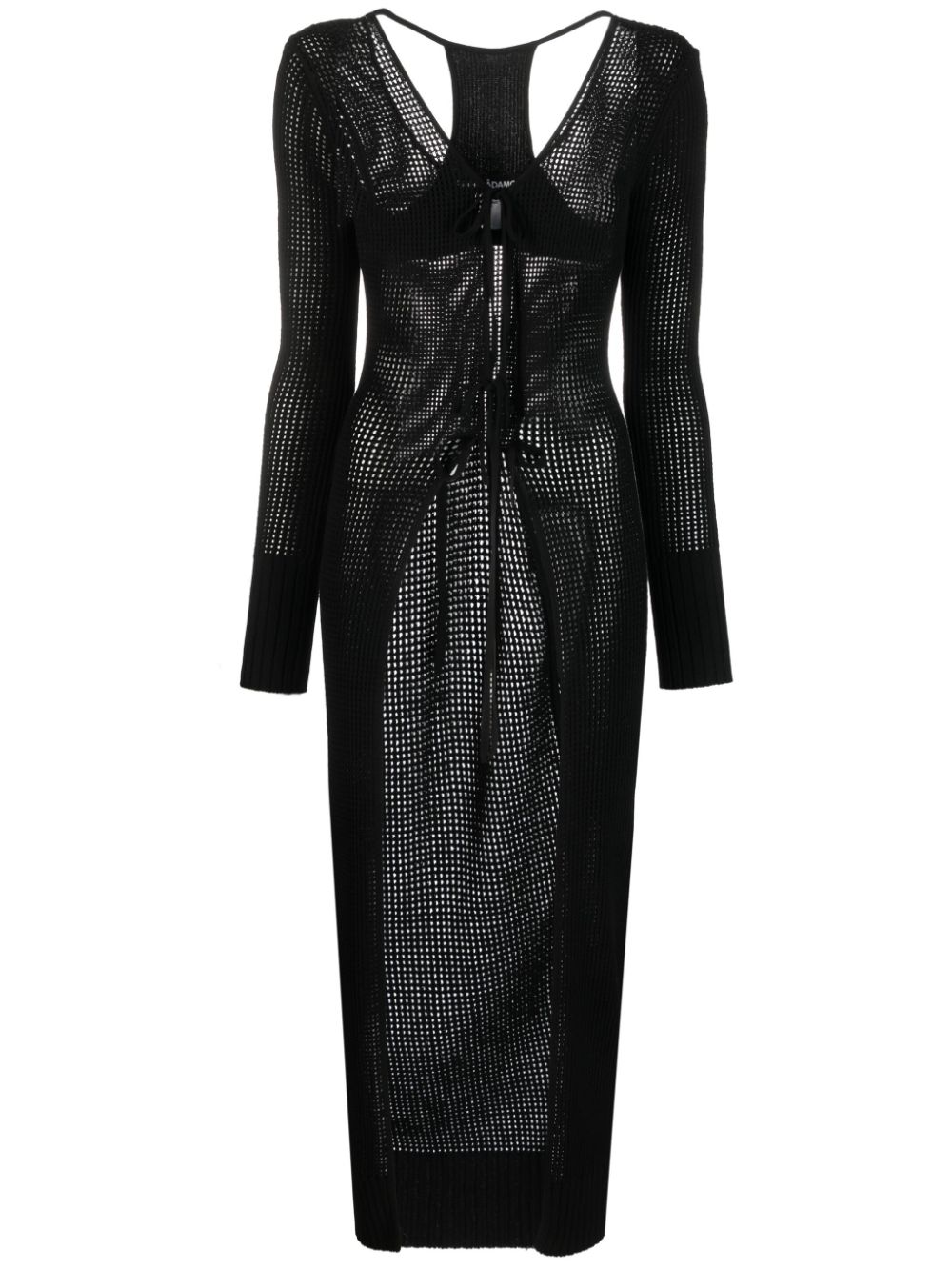 Semi-sheer racerback knitted cardigan - Black