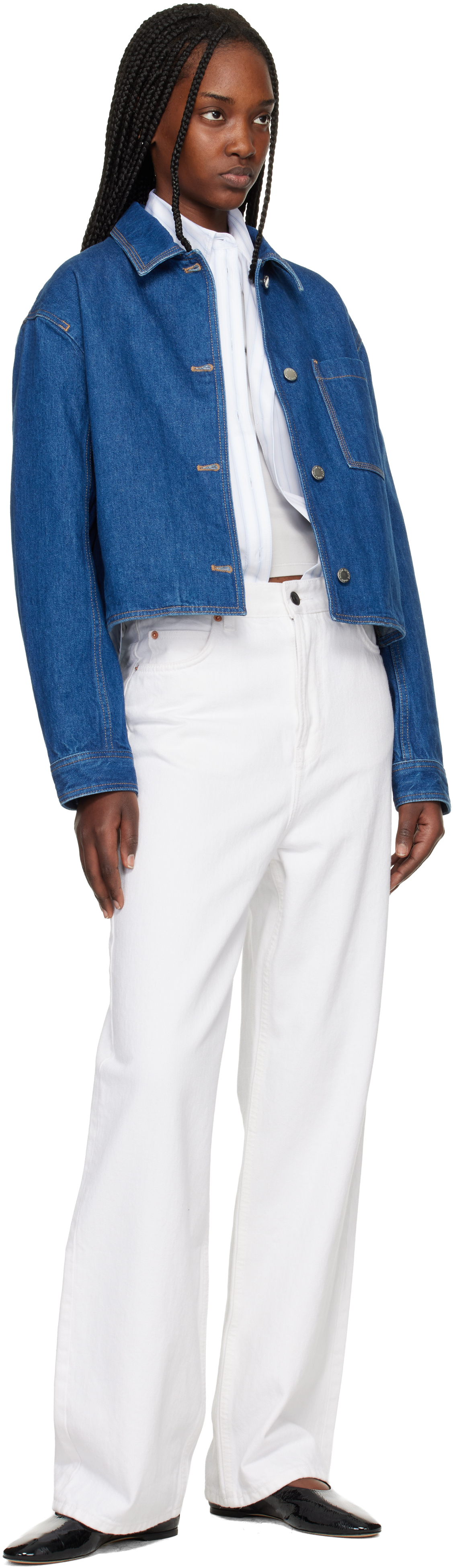 Blue Cropped Denim Jacket