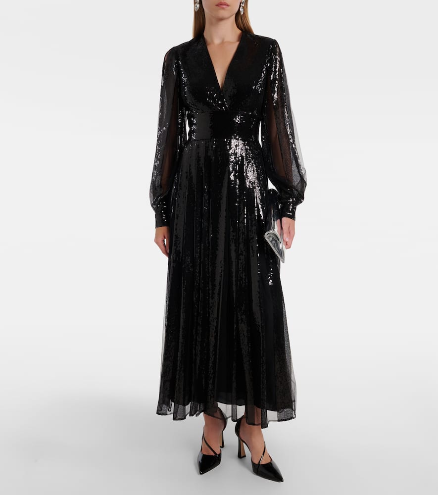Sequined tulle maxi dress