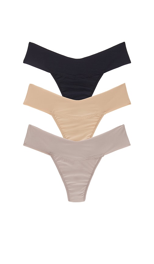 Hanky Panky Breathe Natural Rise Thong 3 Packs in Neutral. - XS also in S