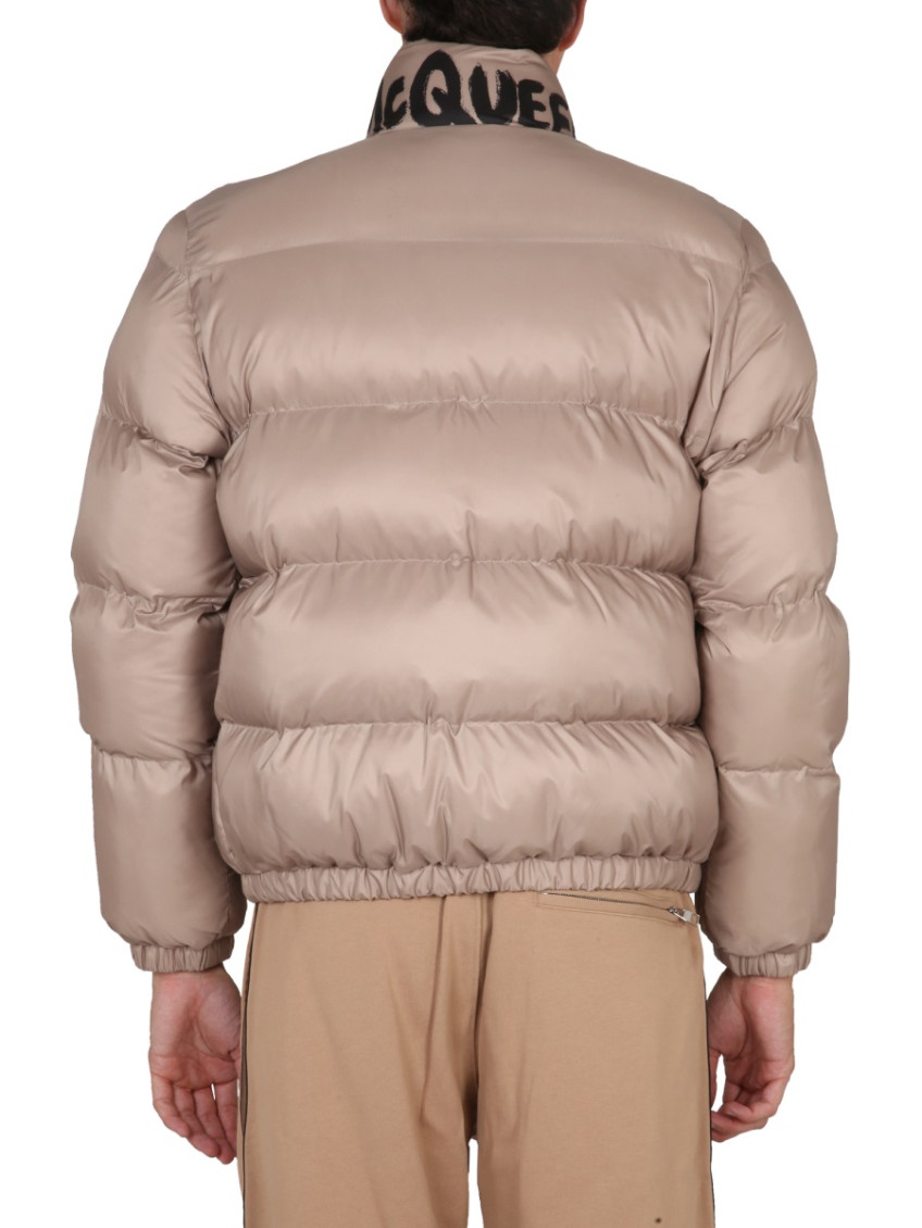 Graffiti-print puffer jacket