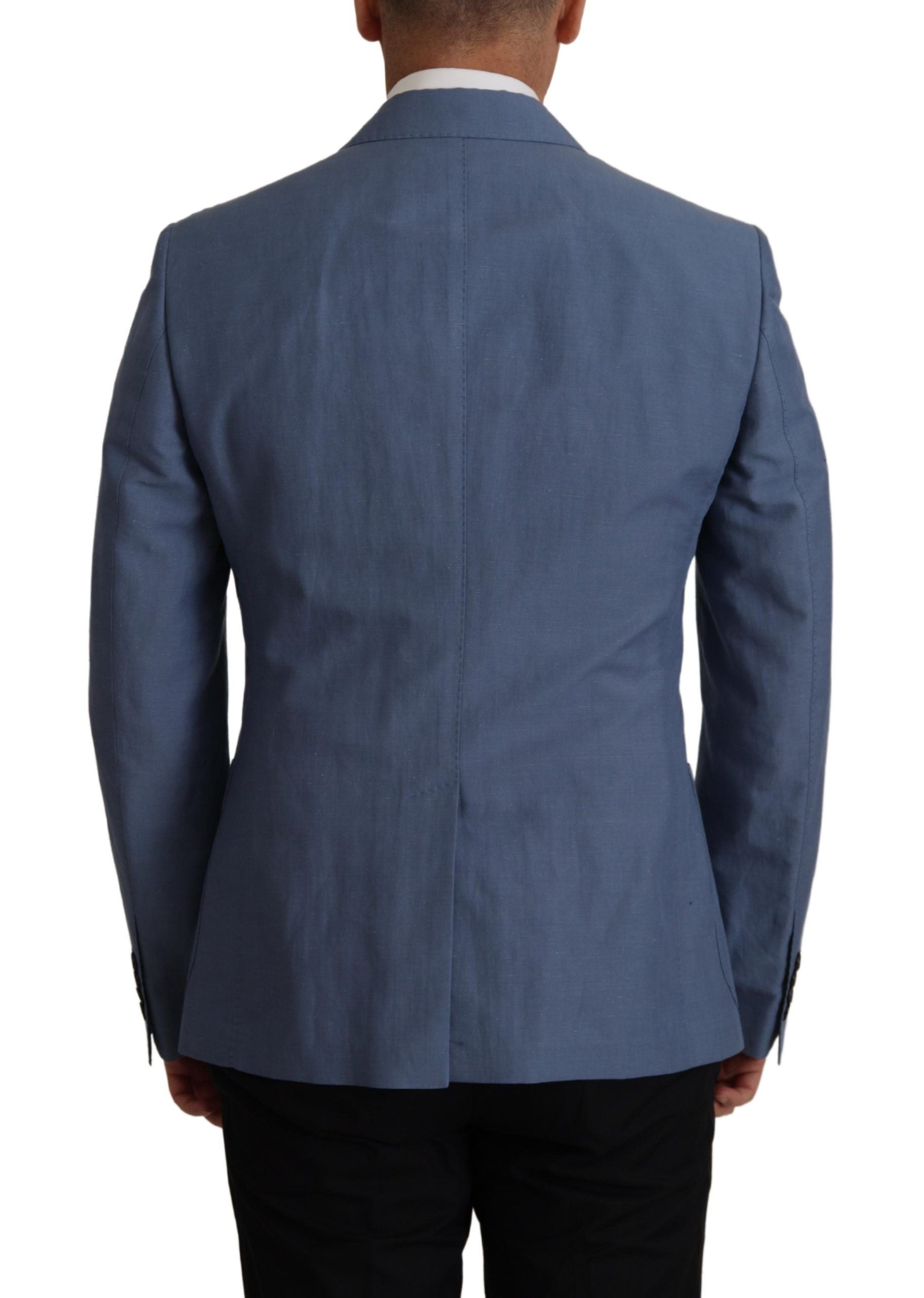 Logo-Embroidered Linen-Cotton Blazer — Blue