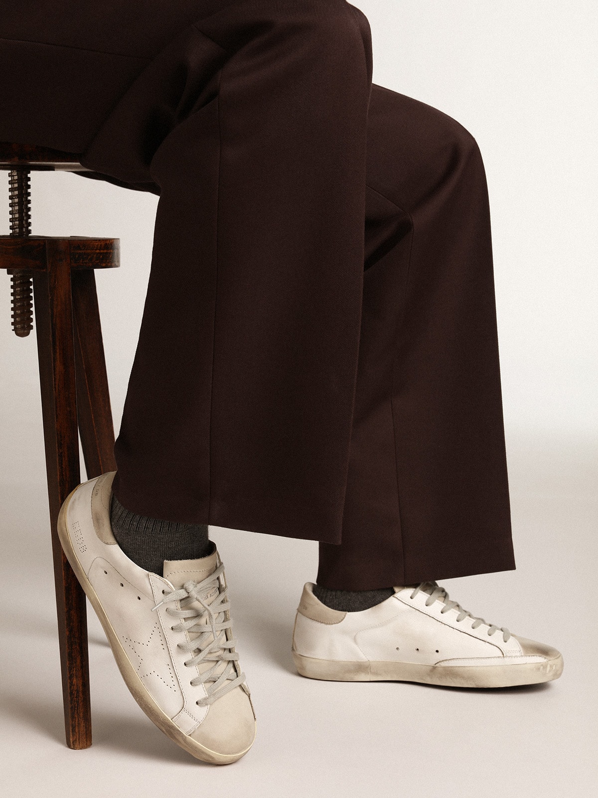 Golden Goose - Men's Super-star With Perforated Star And Ice-gray Heel Tab, Man