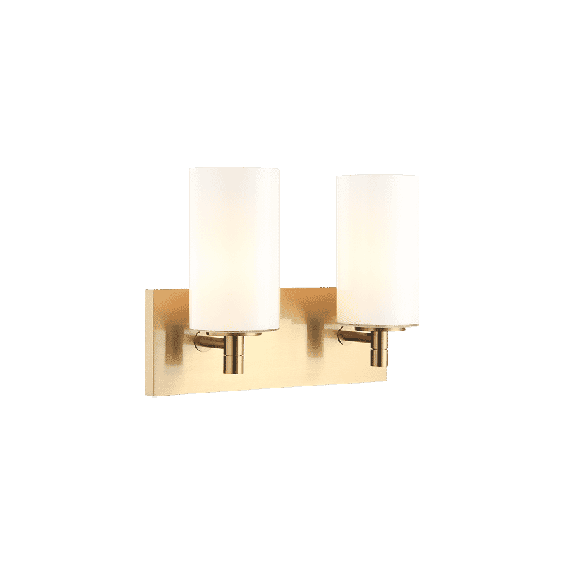 Aged Gold Brass Two Light Wall Sconce from the Candela Collection