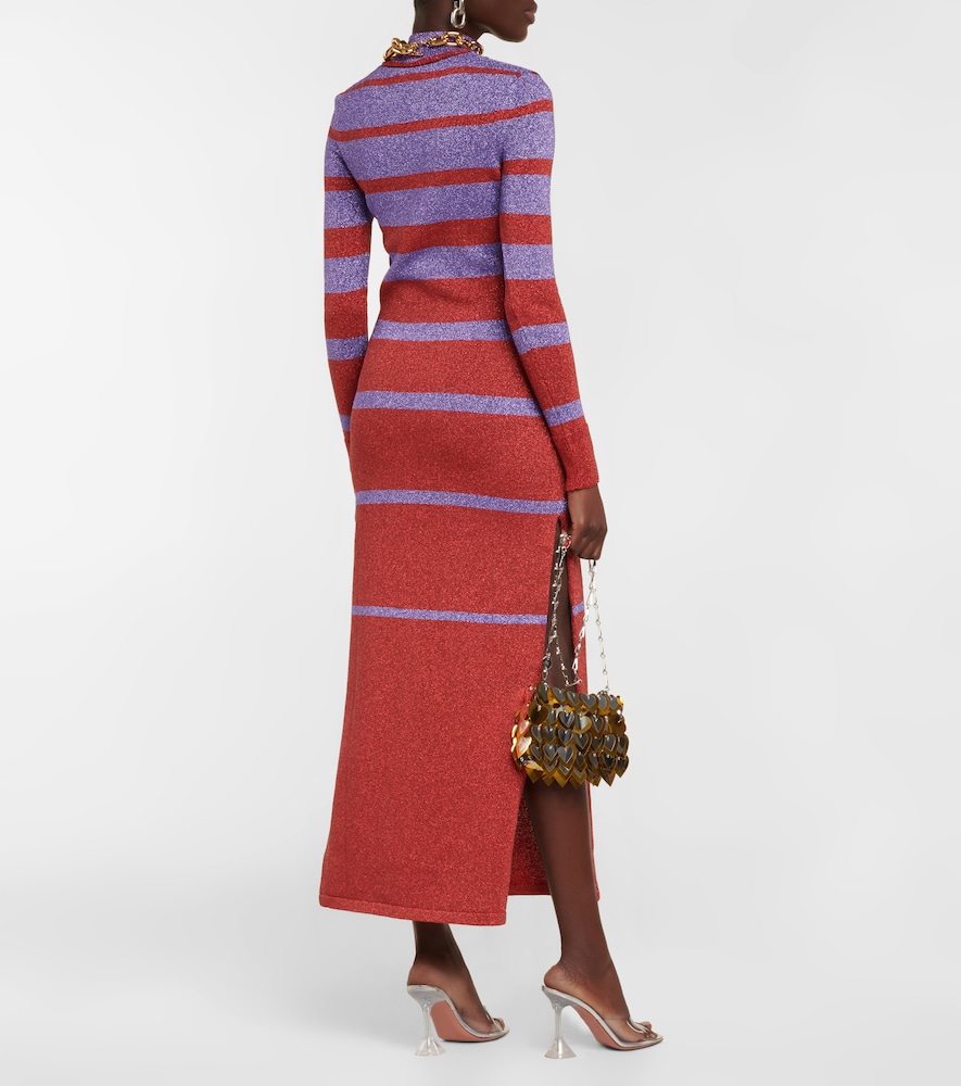 Rabanne Striped metallic knit maxi dress