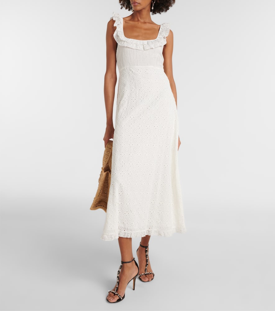 Rixo Annabella lace-trimmed satin maxi dress