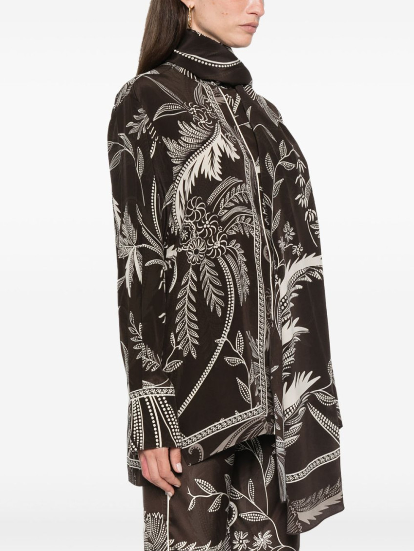 Dark Brown botanical-print shirt