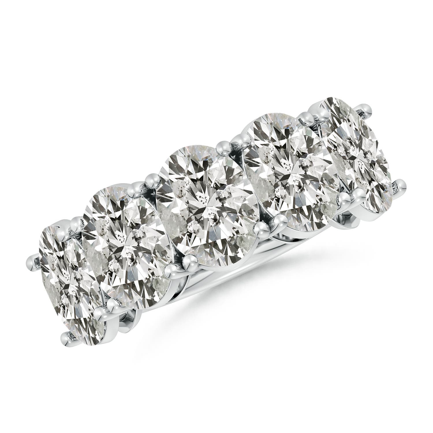Angara 7.5 Carats Oval Diamond Five Stone Classic Anniversary Ring in 14K White Gold