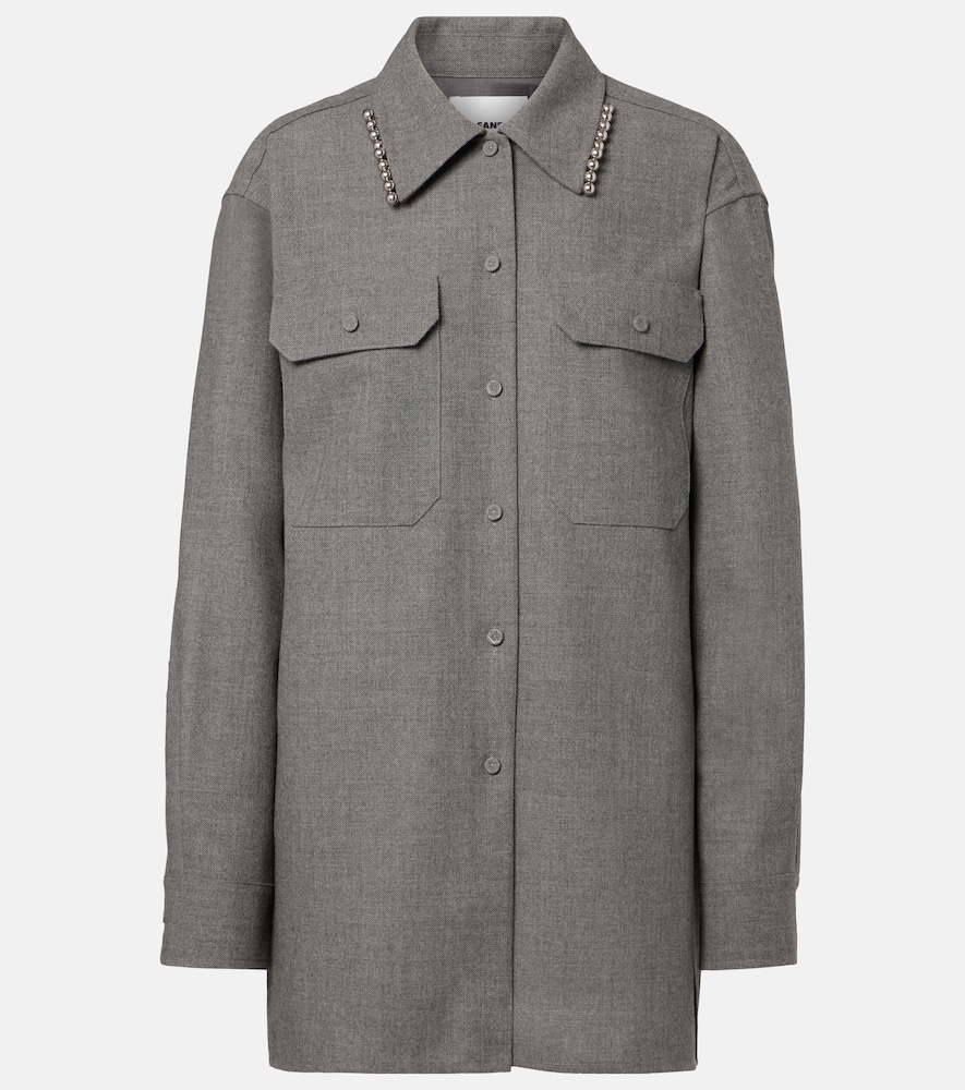Beaded wool canvas shirt