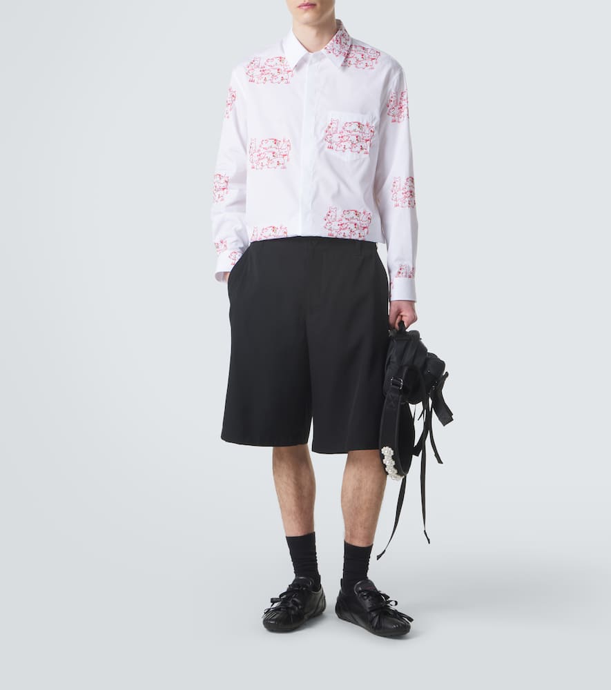 Embroidered cotton poplin shirt