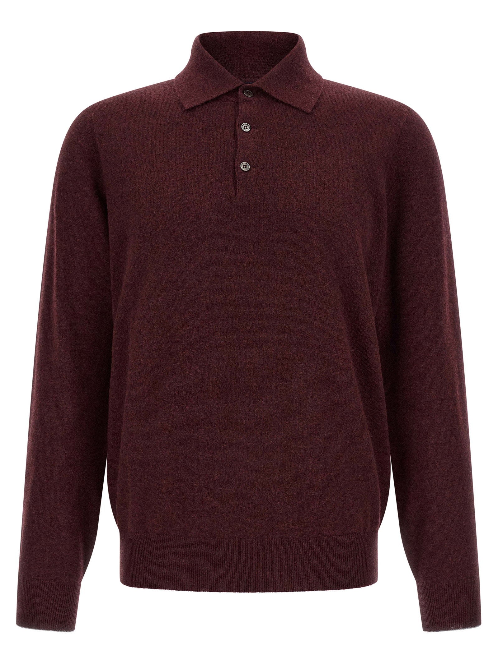 Cashmere Knit Polo Shirt — Burgundy