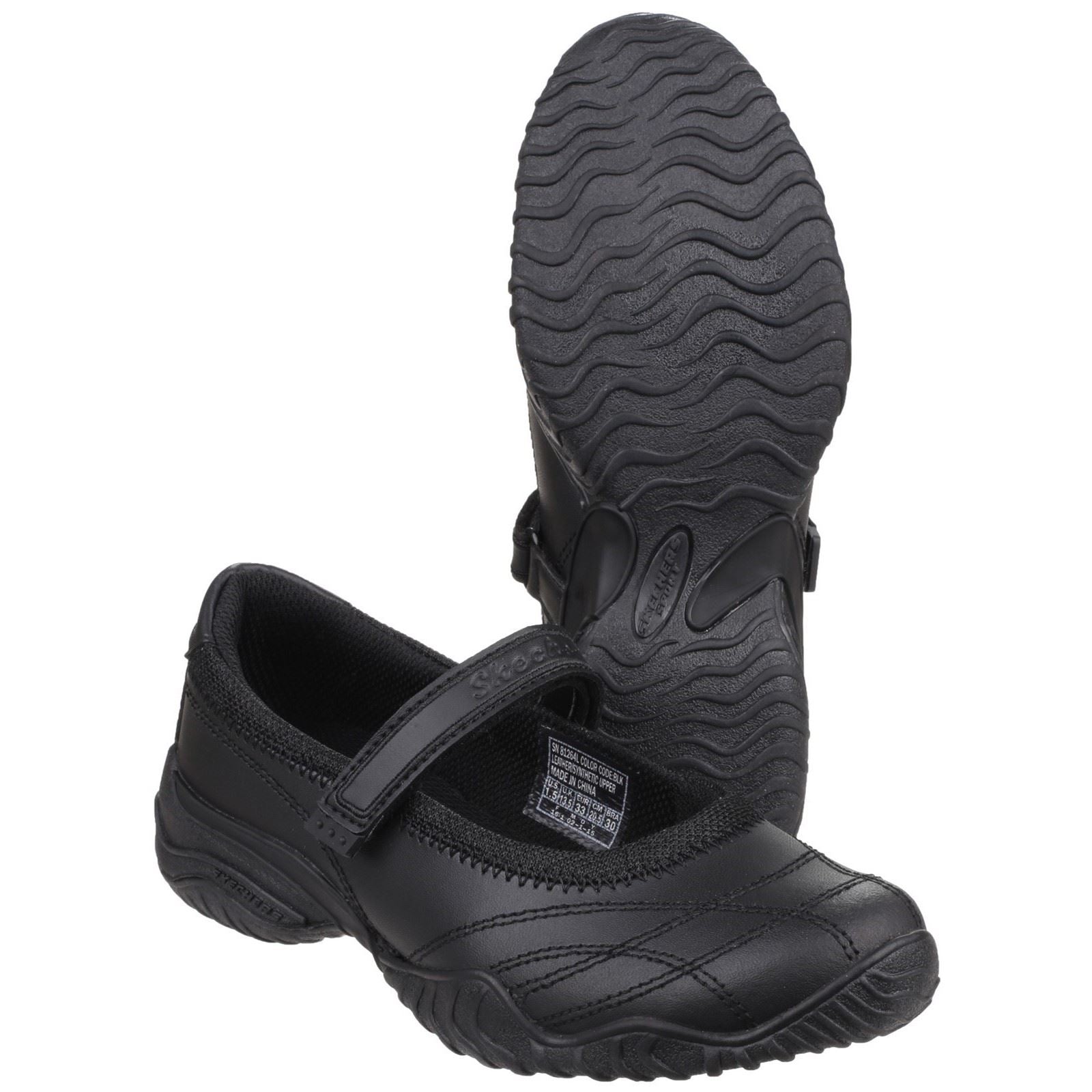 Skechers Velocity Pouty Leather Junior Black Shoe