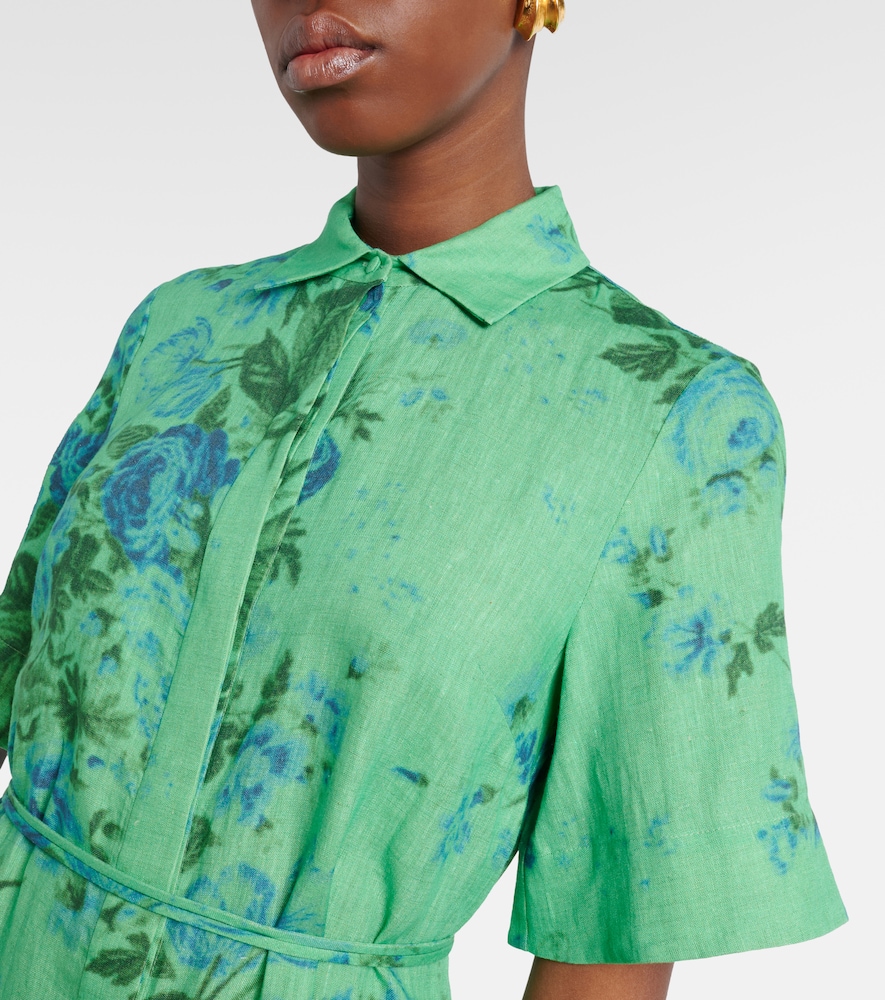 Floral linen shirt dress