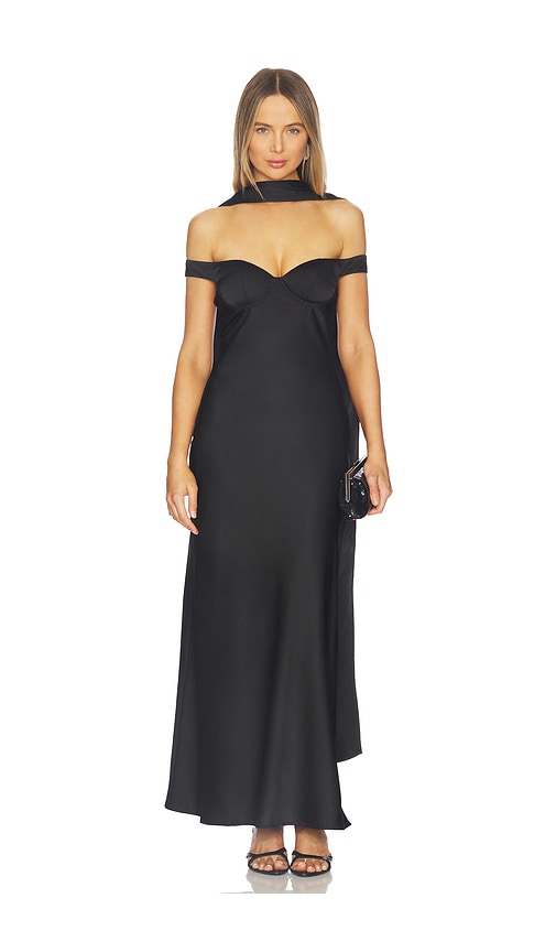 Runaway The Label Raphaella Off Shoulder Maxi Dress in Black. - XS also in