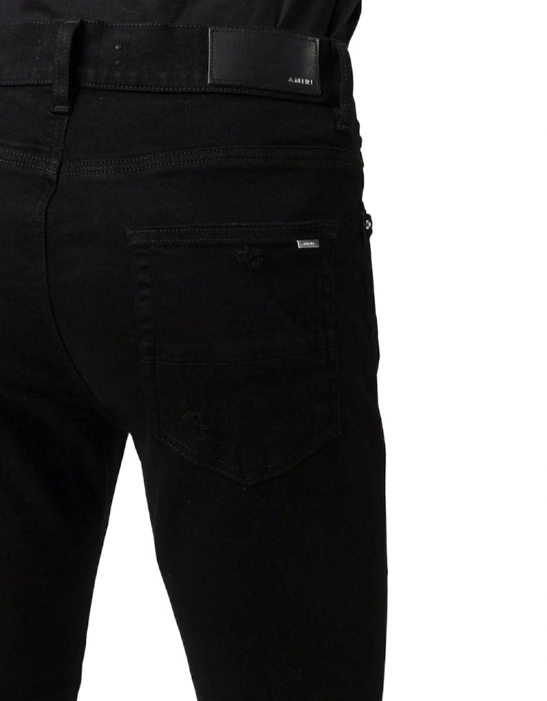 Men's Amiri Slim Fit Broken Ripped Black Denim Jeans - Size: 30/32