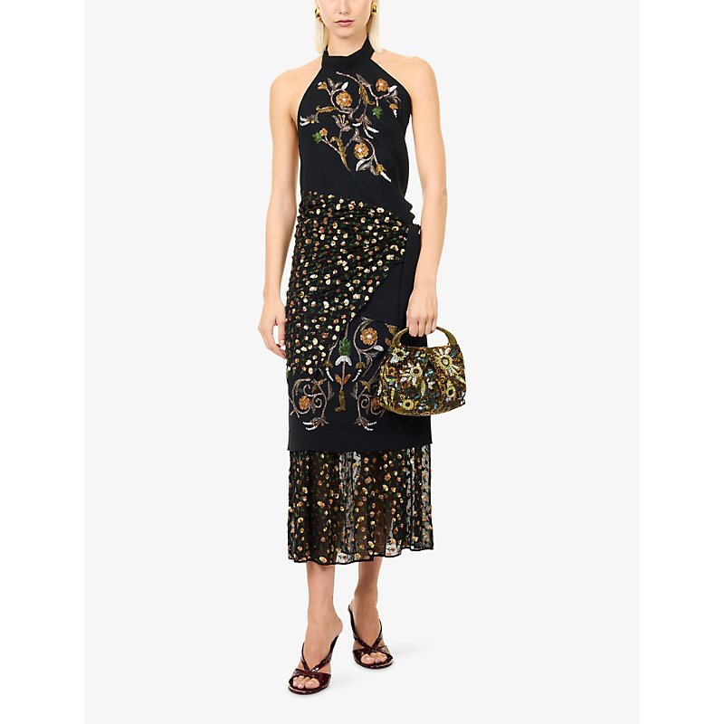 Womens Carfys Embroidered Crepe Top