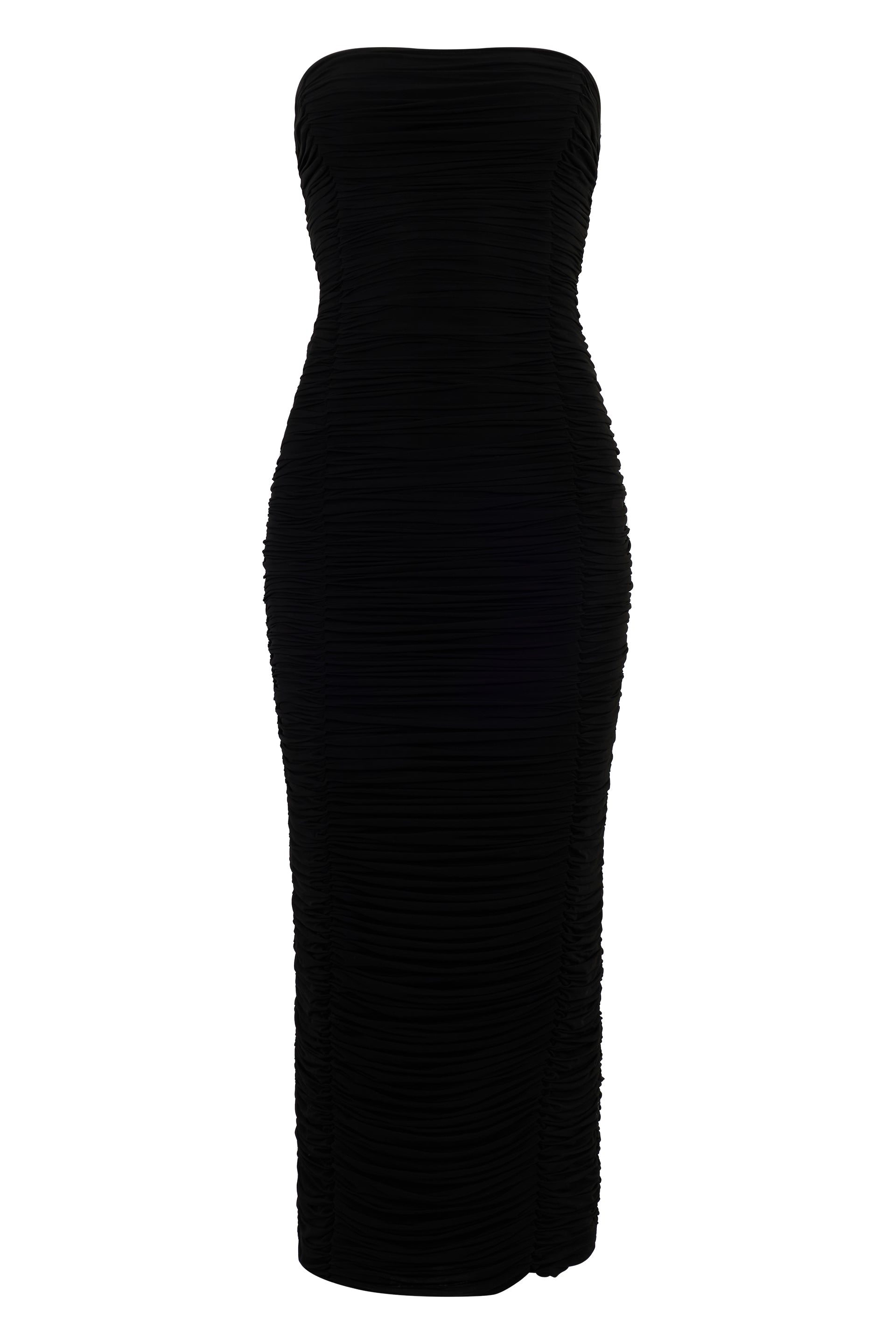 Strapless Midi Dress with Elegant Draping