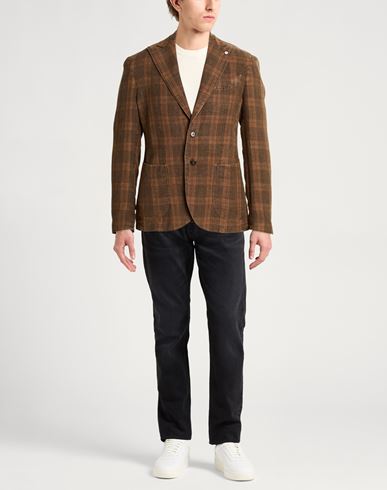 L. b.m. 1911 Man Blazer Brown Size 40 Linen