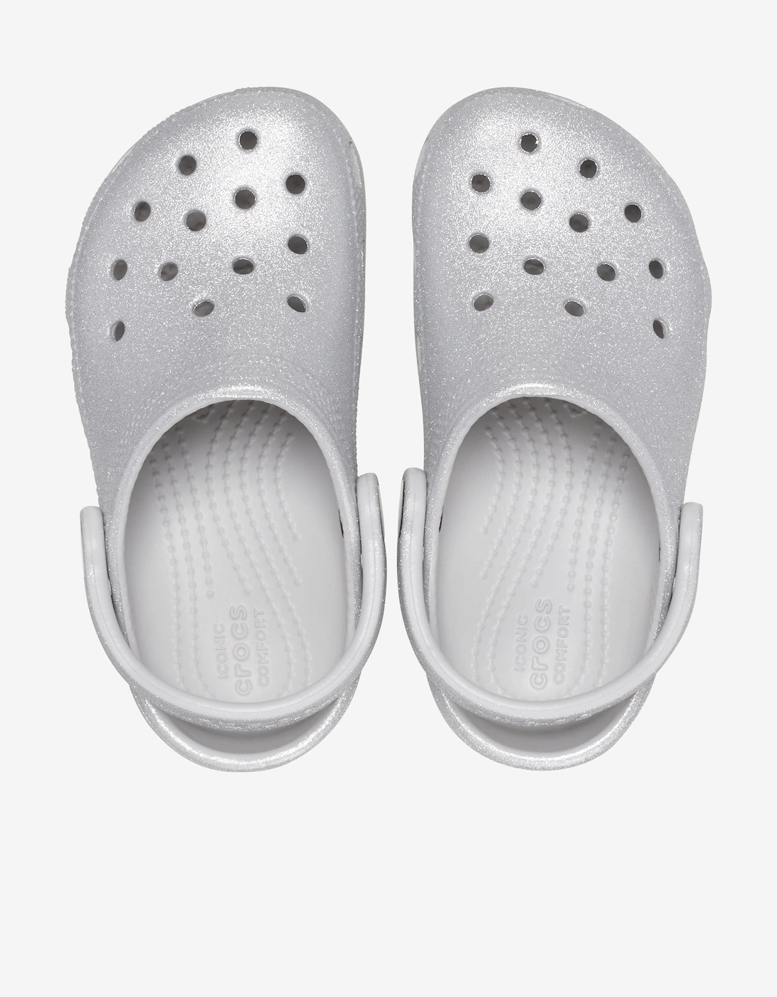 Girl's Crocs Girls Classic Glitter Clog in Silver