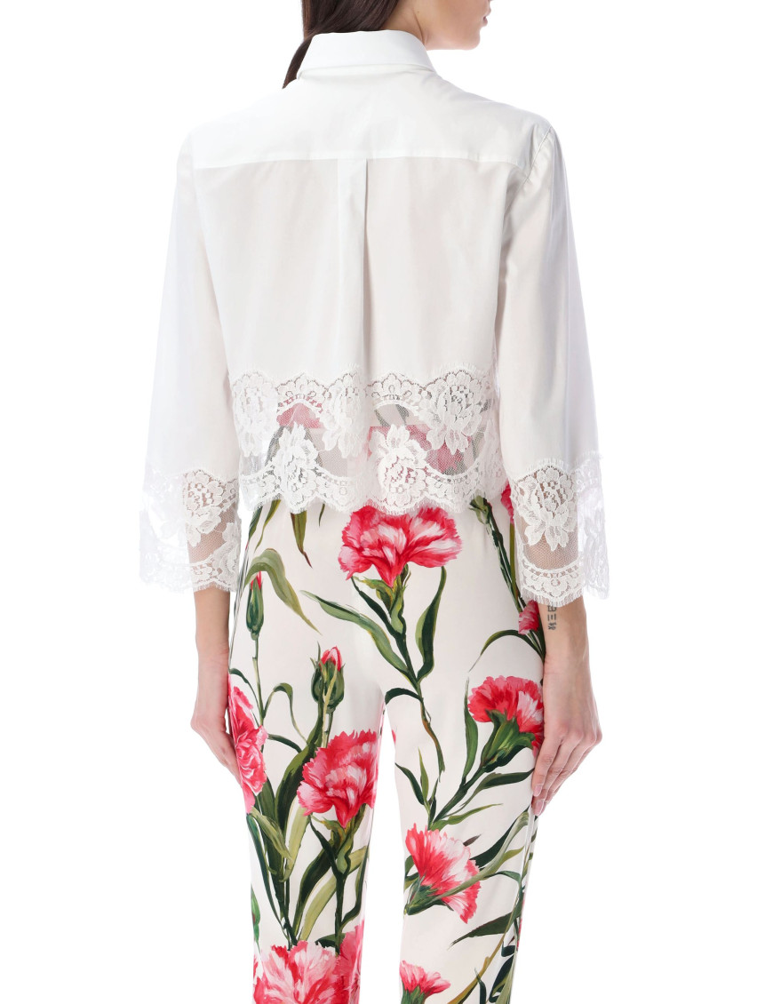 Crop Shirt With Lace Inserts
