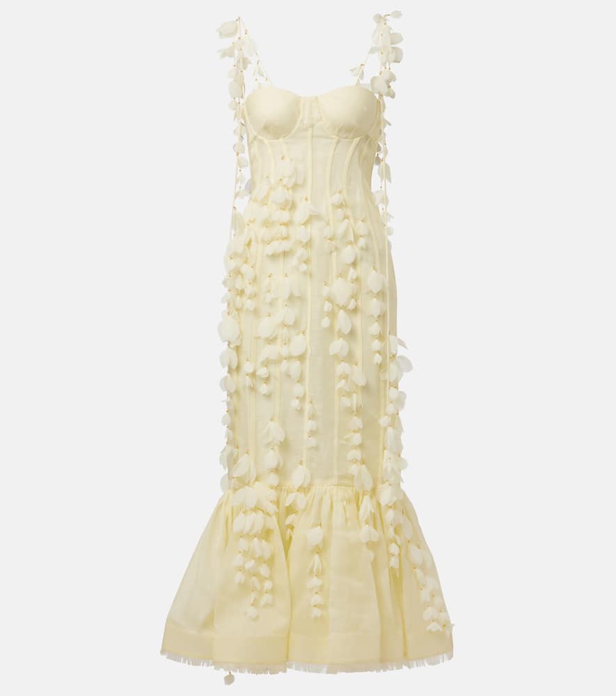 Dawning linen and silk midi dress