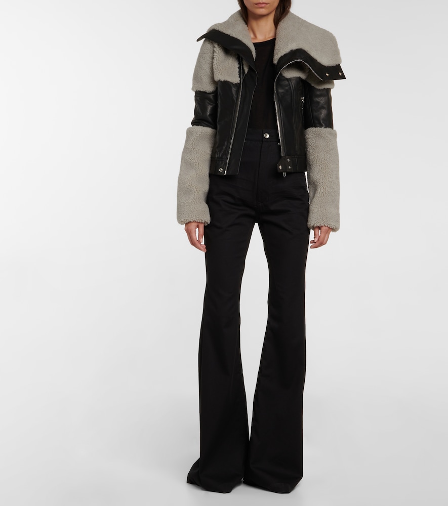 Shearling-trimmed leather jacket