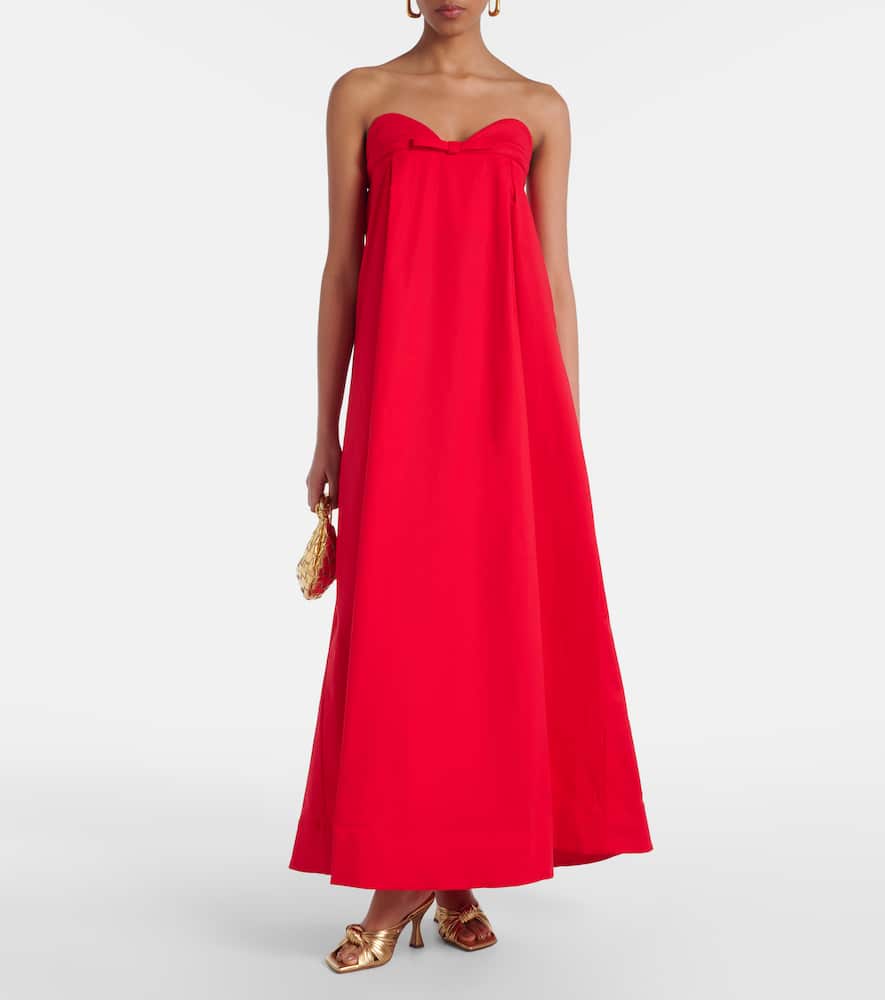 Bow-detail cotton-blend maxi dress
