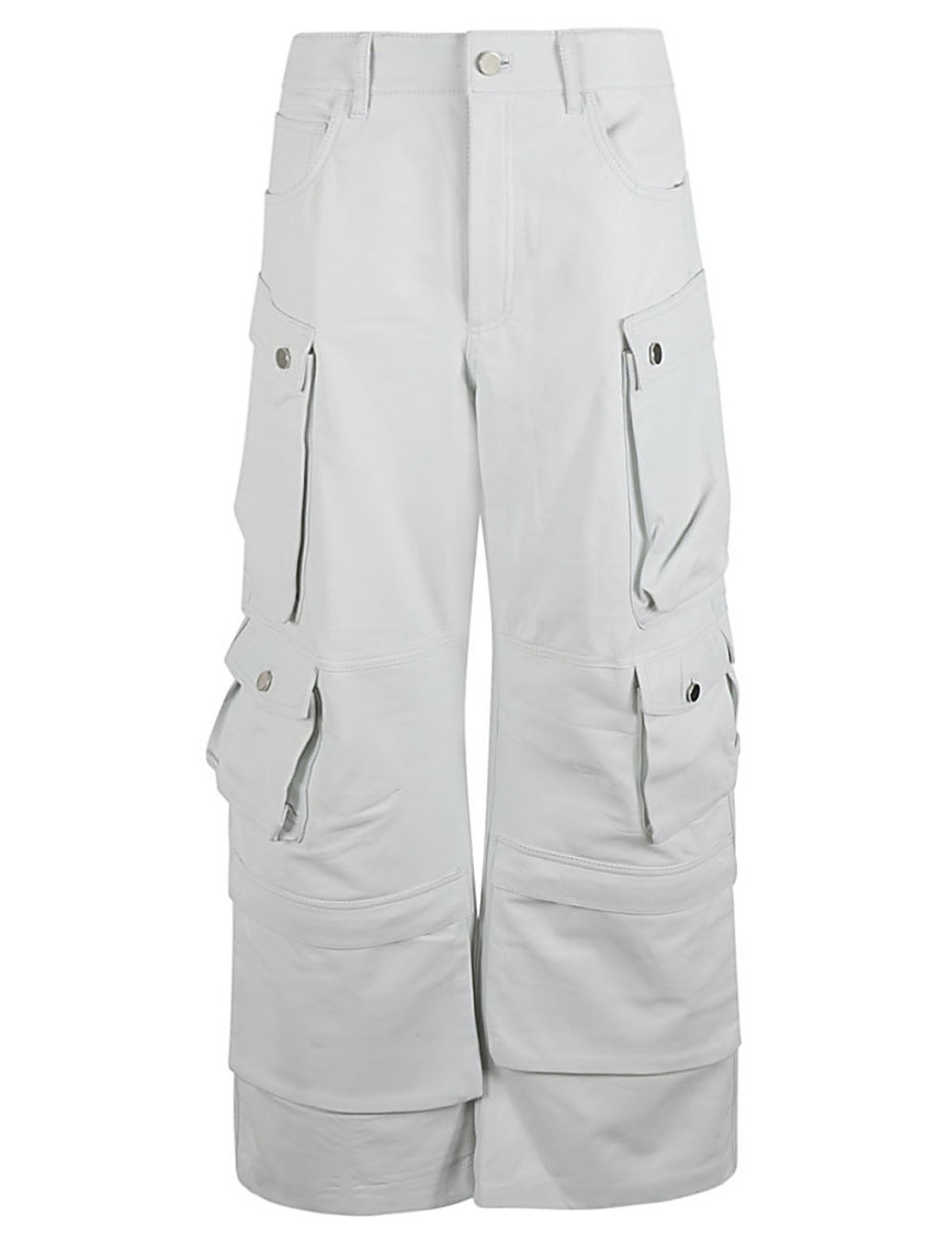 White Leather cargo pants