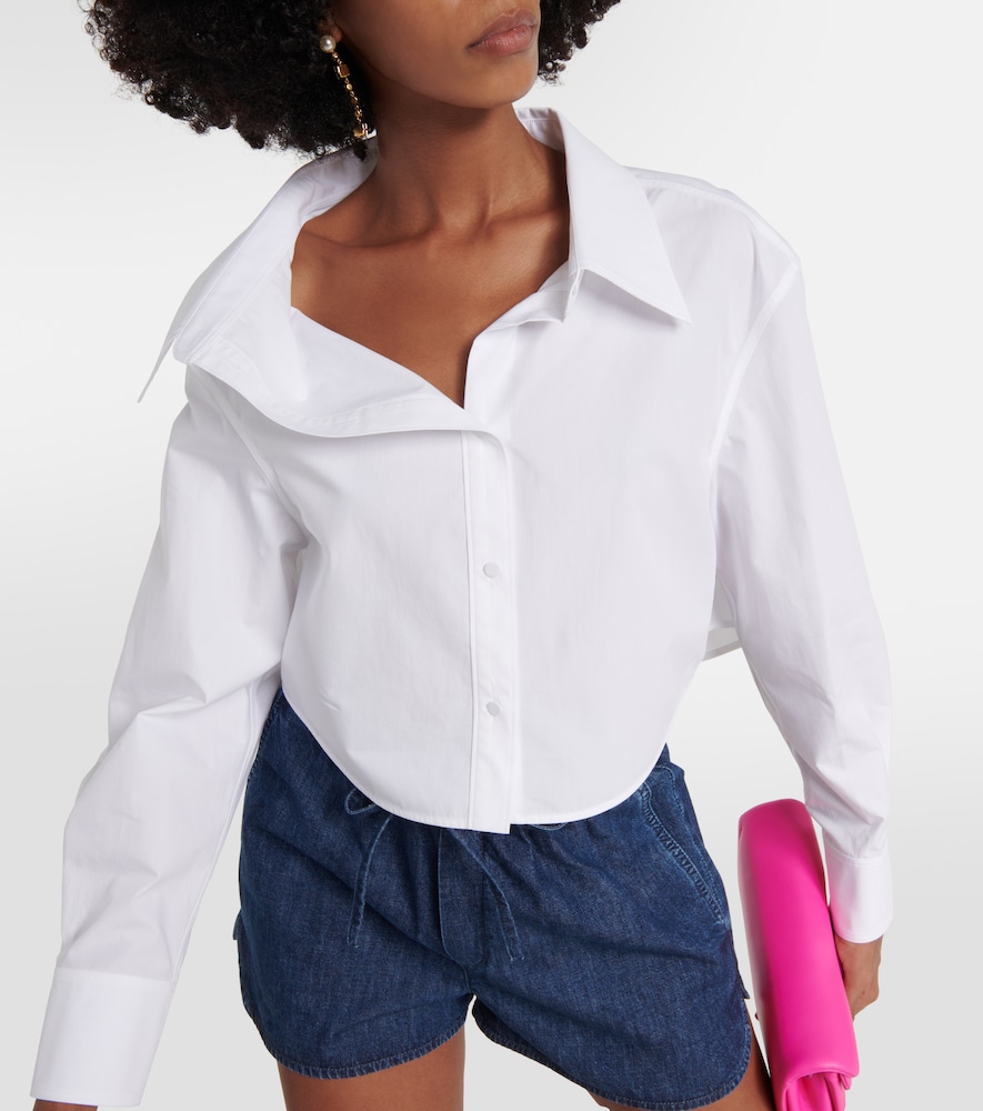 Asymmetric cropped cotton shirt