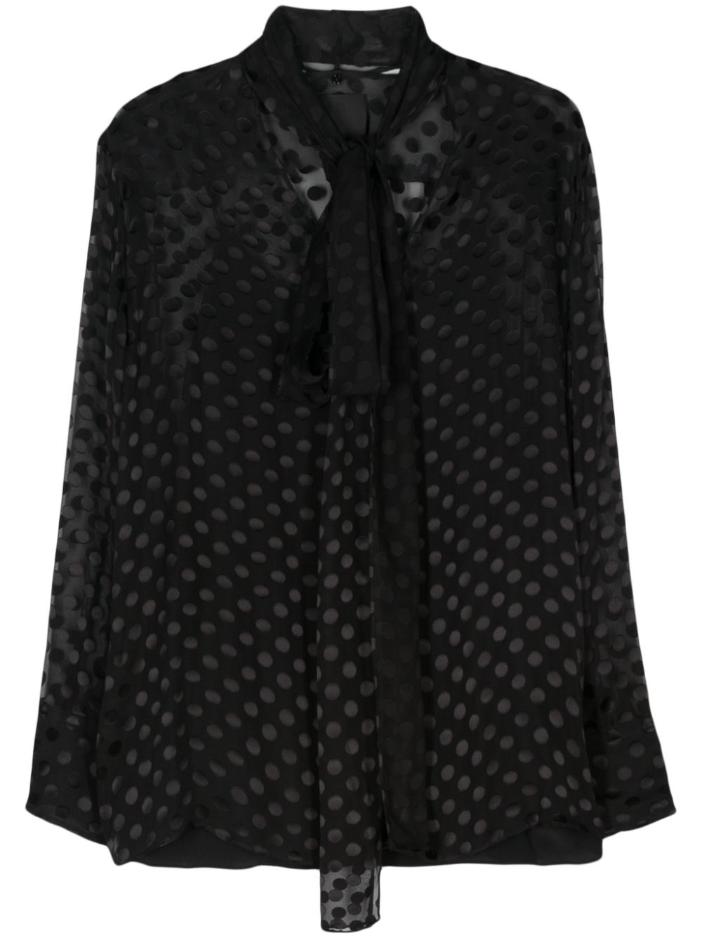 Polka dot-devoré blouse - Black