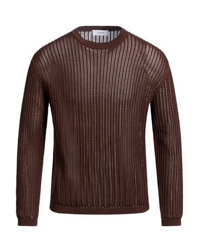 Man Sweater Chocolate brown Size L Cotton