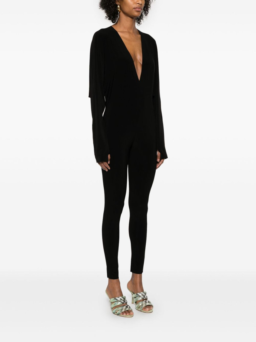 Slim Fit Long Sleeve V Neck Jumpsuit